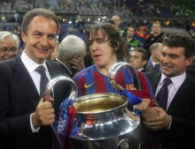 Zapatero, Puyol, Laporta, FC Barcelona, Barça, futbol