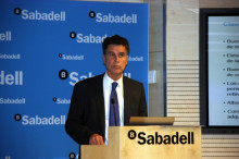El conseller delegat de Banc Sabadell, Jaume Guardiola, aquest matí a Barcelona.