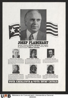 Cartell de les eleccions de 1977 a les quals es va presentar Josep Planchart