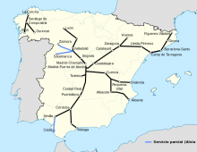 Distribució dels AVE a l'Estat espanyol