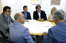 Reunió a la secretaria d'Hisenda amb els actors del Govern implicats en el projecte CRT: Lluís Salvadó, Damià Calvet, Agustí Serra, Elsa Artadi, Octavi Bono i Òscar Peris