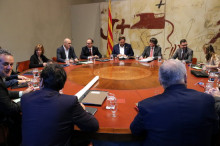 La taula del Consell Executiu del 24 d'octubre del 2017 amb Puigdemont i els consellers