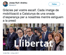 Captura del compte de Twitter de Josep Rull