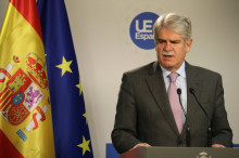 El ministre d’Afers Exteriors, Alfonso Dastis, durant la roda de premsa a Brussel·les