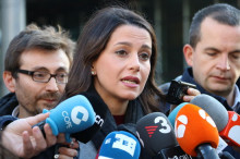 La líder de Ciutadans, Inés Arrimadas, en una atenció als mitjans a Brussel·les