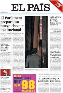 La portada de El País el 20 de gener