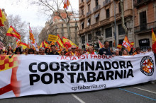 Una de les pancartes que han encapçalat la manifestació de Tabàrnia al centre de Barcelona