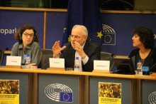 L'eurodiputat eslovè Ivo Vajgl durant la seva intervenció a la conferència sobre l'1-O al Parlament Europeu