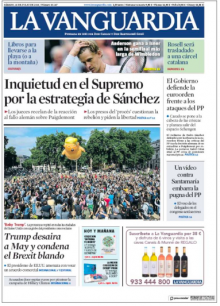Imatge de la portada de 'La Vanguardia' d'aquest dissabte
