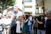 Pla obert de la líder de Cs, Inés Arrimadas, durant l'acte que ha celebrat aquest dissabte a Canet de Mar