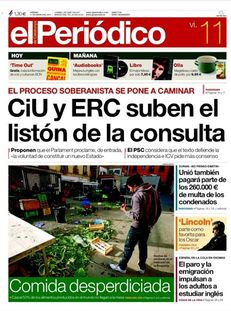 El Periódico: 'ERC i CiU apugen el llistó de la consulta"