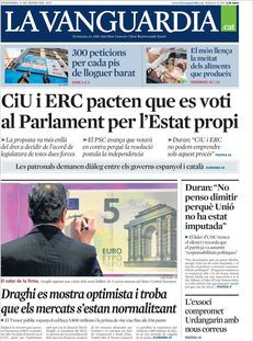 La Vanguardia: "CiU i ERC pacten que es voti al Parlament per l'Estat propi"