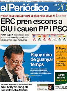 El Periódico: "ERC pren escons a CiU i cauen PP i PSC"