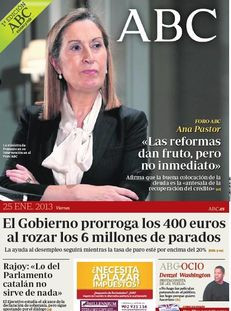 Abc: "El govern [espanyol] prorroga els 400 euros a l'apropar-se als 6 milions d'aturats"