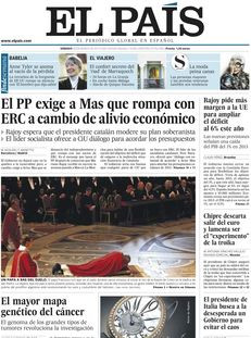 El País: "El PP exigeix a Mas que trenqui amb ERC a canvi d'alleugeriment econòmic"