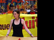 manifestació senyeres catalanistes catalans gent