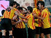 Els jugadors del Sant Andreu celebrant la remuntada