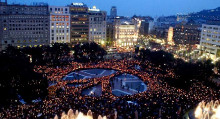no a la guerra, barcelona, plaça catalunya, pacifisme, antimilitarisme