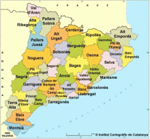 mapa, comarques, catalunya, organització territorial