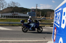 moto, polígon, empresa, trànsit, carretera