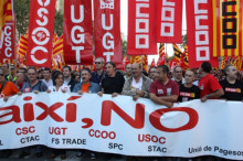 capçalera, manifestació, sindicats, vaga general