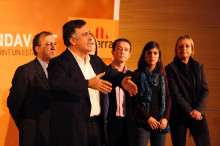El cap de llista d'ERC, Joan Puigcercós, en un moment del míting del partit a Lleida