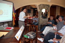 El secretari d'organització de CDC, Josep Rull, durant una jornada sobre el pacte fiscal a Ripoll.