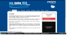 La WEB retirada on el PP demanava "No més IVA"