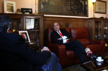 El president de la patronal Foment del Treball, Joaquim Gay de Montellà, durant una entrevista amb l'ACN