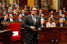 Artur Mas just abans de començar el seu discurs d'investidura, al Parlament de Catalunya