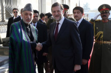El president afganès, Hamid Karzai, i el president espanyol, Mariano Rajoy, a l'Afganistan.
