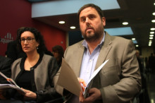 Oriol Junqueras i Marta Rovira, durant el consell nacional d'ERC
