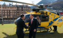 El secretari general de les Nacions Unides, Ban Ki-moon, ha arribat a Andorra en helicòpter.