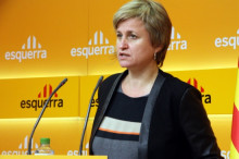 La portaveu d'ERC, Anna Simó, durant la roda de premsa d'aquest dilluns