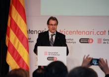 El president de la Generalitat, Artur Mas, en la seva intervenció al Saló de Sant Jordi del Palau de la Generalitat on aquest dissabte s'ha fet la presentació de la Commemoració del Tricentenari dels fets del 1714.