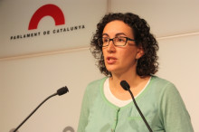 La portaveu parlamentària d'ERC, Marta Rovira, aquest dimarts a la sala de premsa de la cambra