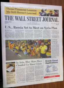 La portada del 'Wall Street Journal' amb una imatge de la via catalana