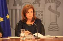 La vicepresidenta del govern espanyol, Soraya Sáenz de Santamaría, a la roda de premsa posterior al Consell de Ministres