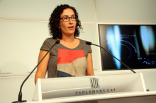 La portaveu d'ERC al Parlament, Marta Rovira, en la roda de premsa d'aquest dimarts