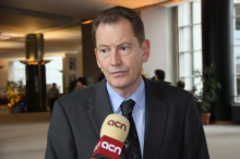 El president del grup ALDE a l'Eurocambra, Graham Watson, en una entrevista amb l'ACN a Brussel•les.