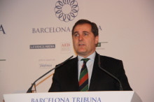 El president d'Aena, José Manuel Vargas, en el transcurs de la seva intervenció davant el fòrum 'Barcelona Tribuna' on ha parlat sobre el futur de l'aeroport del Prat