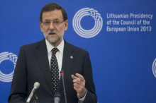 El president del govern espanyol, Mariano Rajoy, durant la seva compareixença a Vilnius.