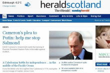 La notícia del 'The Herald' sobre els contactes entre Londres i Moscou per evitar la victòria del 'sí' al referèndum d'Escòcia.