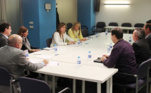 La reunió dels representants del sector porcí, aquest divendres, a la seu del PP a Barcelona.