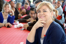 La vicesecretària general del PSOE, Elena Valenciano, aquest diumenge a la Festa de la Rosa del PSC, que s'ha celebrat a Montmeló.