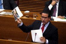 El portaveu del PP a les Corts Valencianes, Jorge Bellver, durant el debat d'aquest dimecres a les Corts Valencianes.