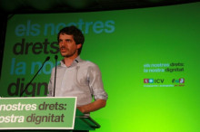 El candidat d'ICV-EUiA, Ernest Urtasun, en l'acte d'obertura de campanya que la coalició a fet a L'Hospitalet de Llobregat