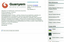 Captura de pantalla de l'Oficina de patents i registres en el qual es pot veure que Guanyem Barcelona ha estat registrat per l'assessor del PP a l'Ajuntament de València Luis Salom.
