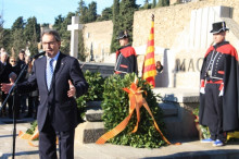 Artur Mas, durant el seu parlament després de fer la tradicional ofrena davant de la tomba de Francesc Macià