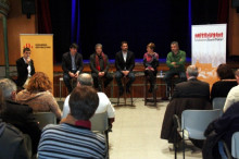 Un instant durant l'acte de presentació de l'equip i l'alcaldable d'ERC a Vidreres, Eduard Adrobau, amb la presència d'Oriol Amorós